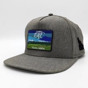 Victor Idaho Snapback Trucker Hat Patch Cap Teton Landscape Advertising Gray